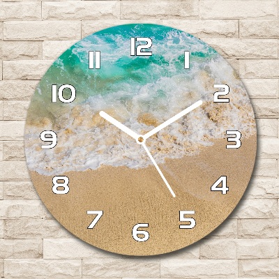 Ronde glazen wandklok Strand en zee