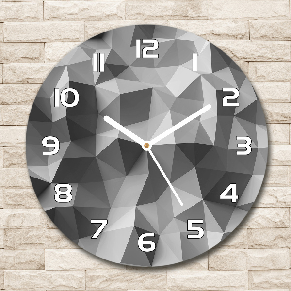 Ronde glazen wandklok Abstracte driehoeken
