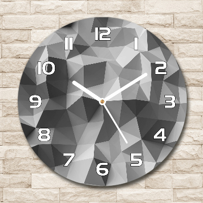 Ronde glazen wandklok Abstracte driehoeken