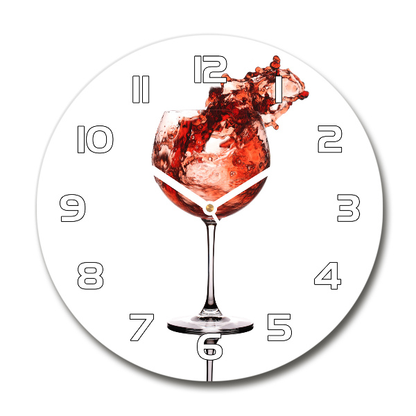 Ronde glazen wandklok Een glas wijn
