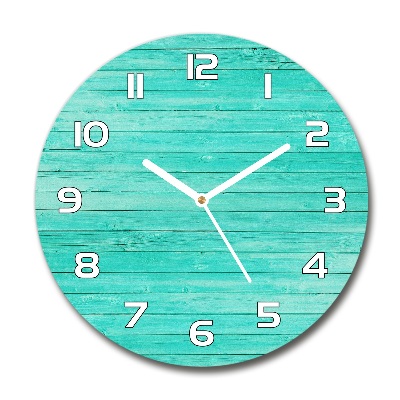 Zegar szklany okrągły Zielone deski