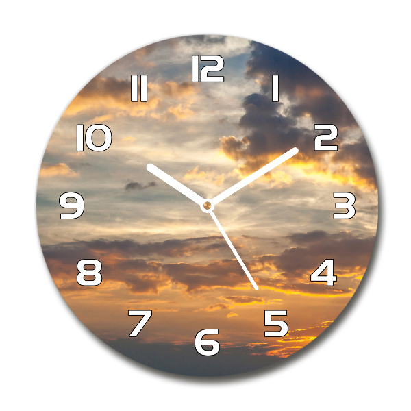 Ronde glazen wandklok Zonsondergang