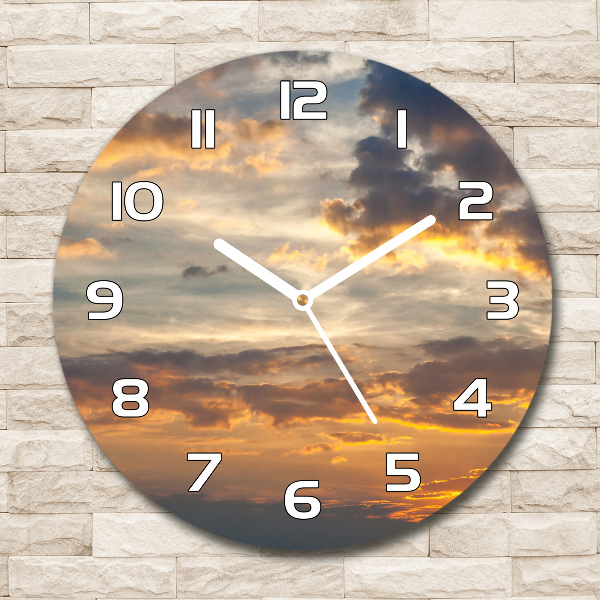 Ronde glazen wandklok Zonsondergang