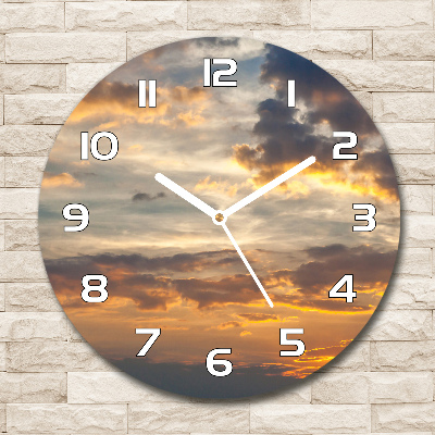 Ronde glazen wandklok Zonsondergang