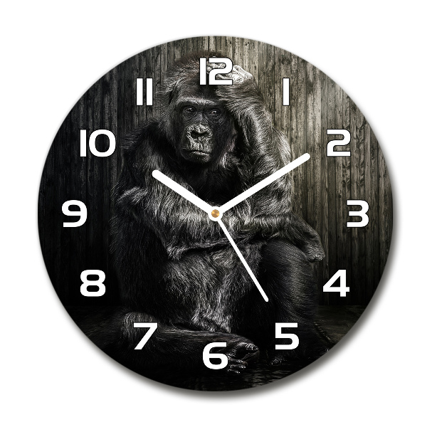 Ronde glas klok Gorilla
