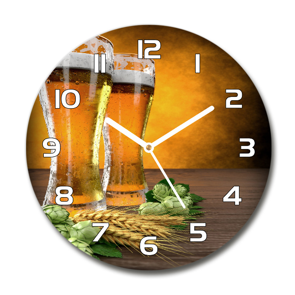 Ronde glazen klok Twee glazen bier