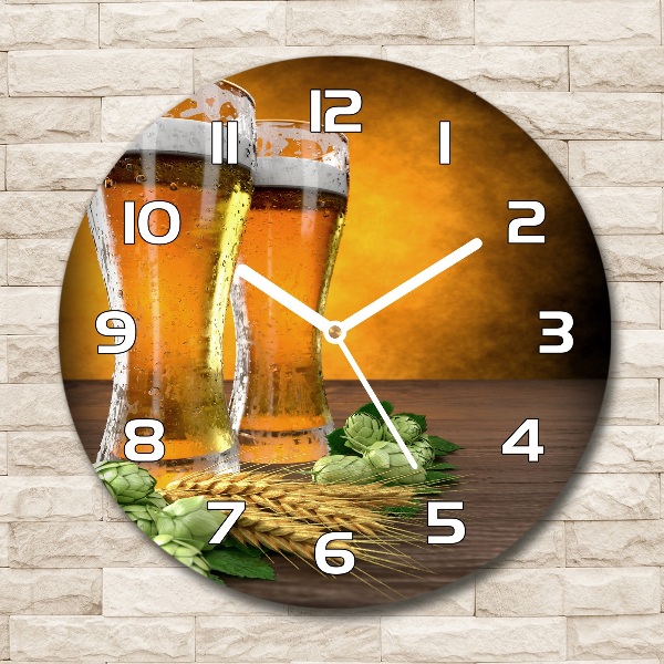 Ronde glazen klok Twee glazen bier