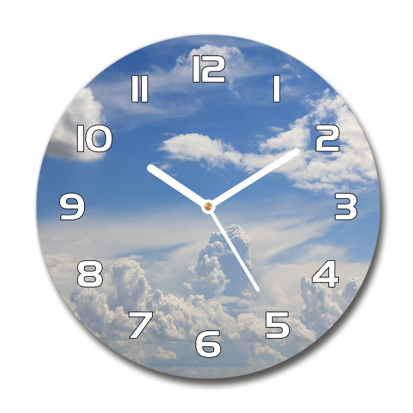 Ronde glazen wandklok Wolken aan de hemel