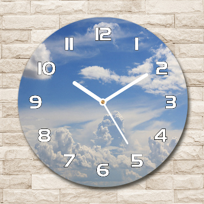Ronde glazen wandklok Wolken aan de hemel