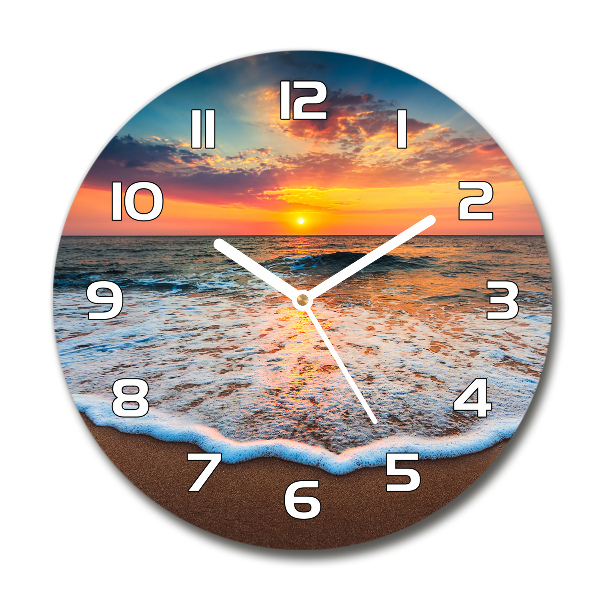 Ronde glas klok Zonsondergang boven de zee