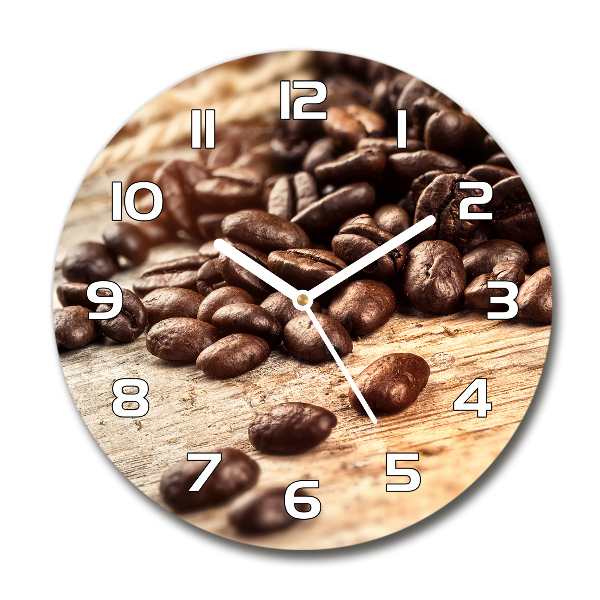Ronde glazen wandklok Koffiebonen