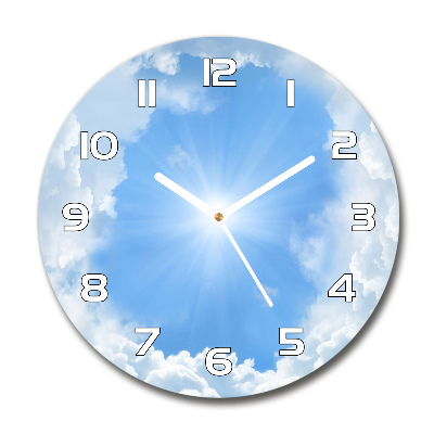 Ronde glazen wandklok Wolken aan de hemel