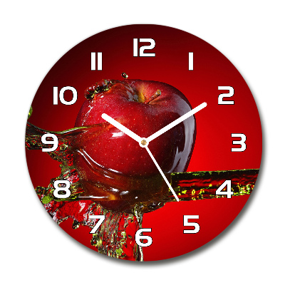 Ronde glazen wandklok Appel en water