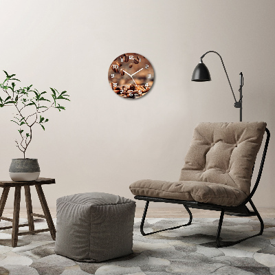 Ronde glazen wandklok Koffiebonen