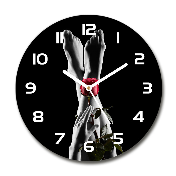 Ronde glazen klok Roos en voeten