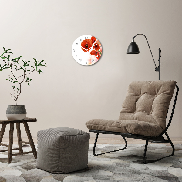 Ronde glazen klok Klaprozen