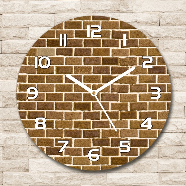 Ronde glazen klok Bakstenen muur