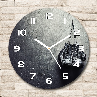 Ronde glazen wandklok Bokshandschoenen