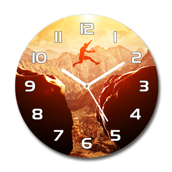 Zegar szklany okrągły Skok nad przepaścią