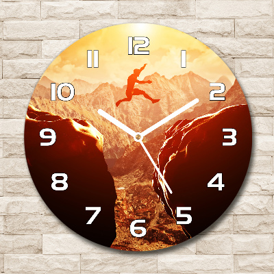 Ronde glas klok Spring over de afgrond