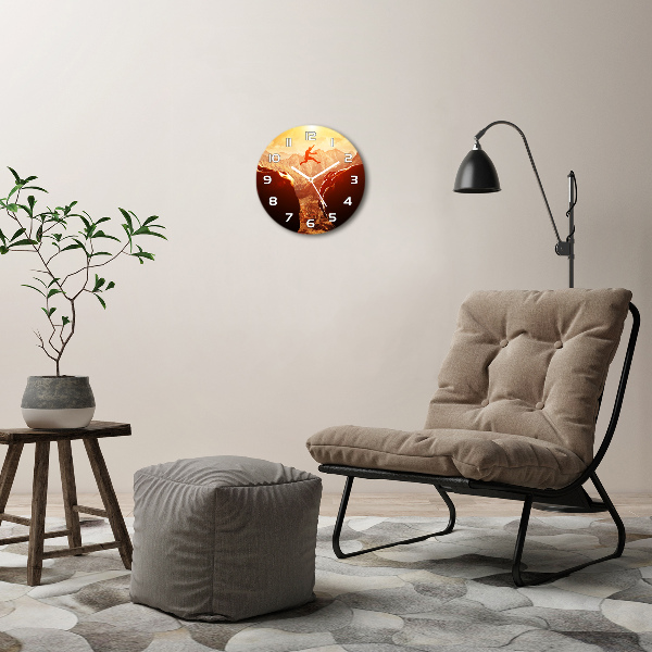 Ronde glas klok Spring over de afgrond