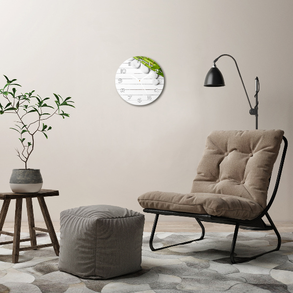 Ronde glazen wandklok Bamboe