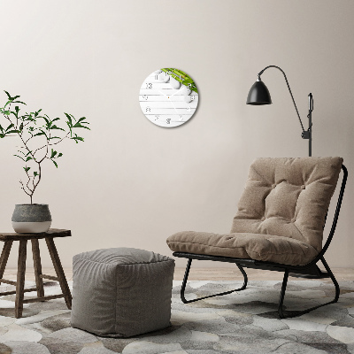 Ronde glazen wandklok Bamboe