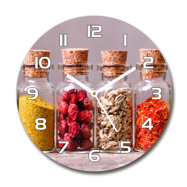 Ronde glazen wandklok Kleurrijke kruiden