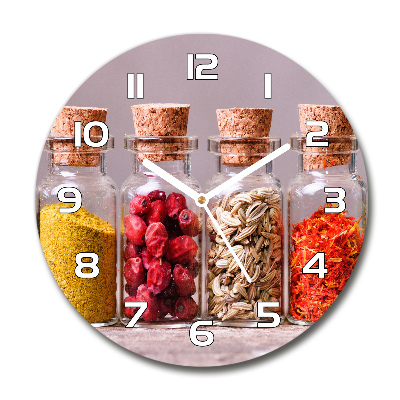 Ronde glazen wandklok Kleurrijke kruiden