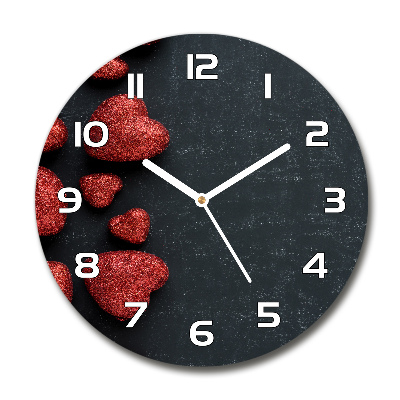 Ronde glas klok Harten op het bord