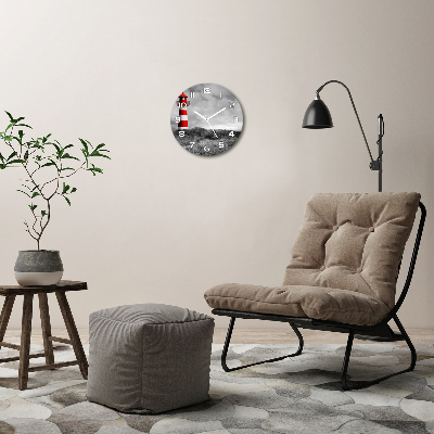 Ronde glazen wandklok Vuurtoren