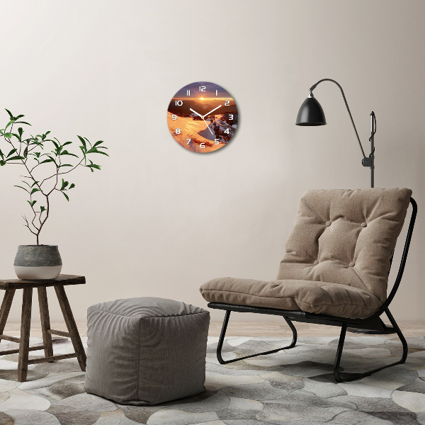 Zegar szklany na ścianę Zima w górach