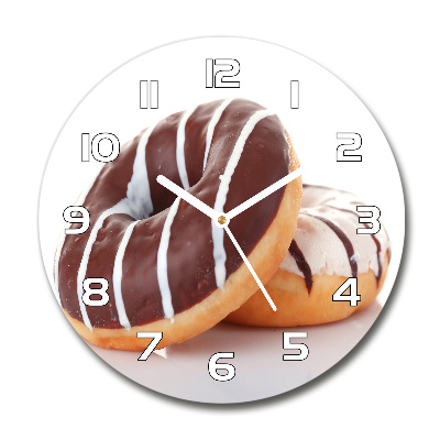 Ronde glas klok Chocoladedonuts