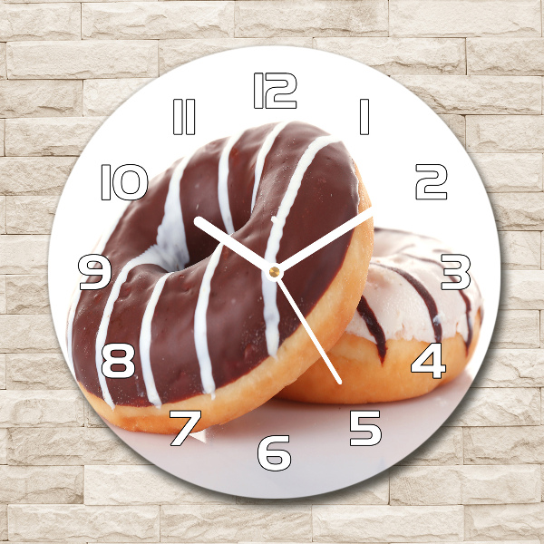 Ronde glas klok Chocoladedonuts
