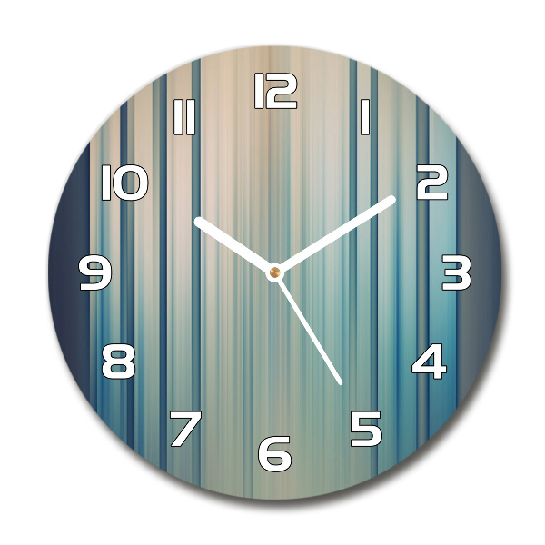 Ronde glazen wandklok Blauwe strepen