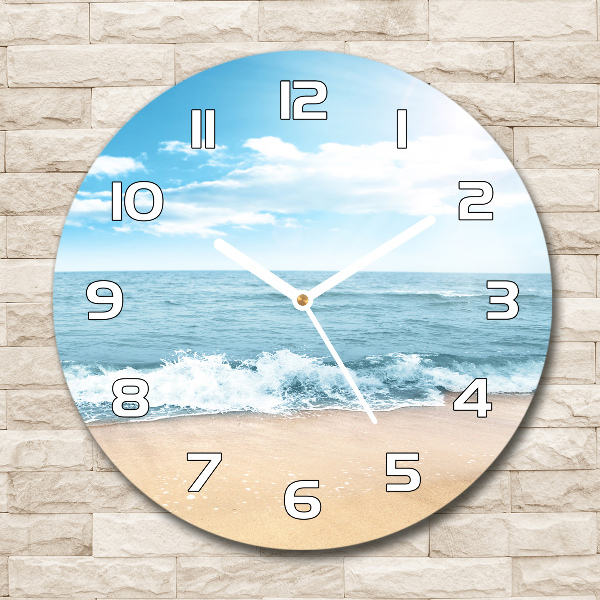 Ronde glazen wandklok Strand