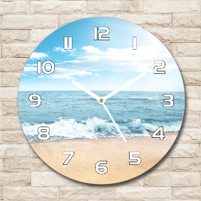 Ronde glazen wandklok Strand