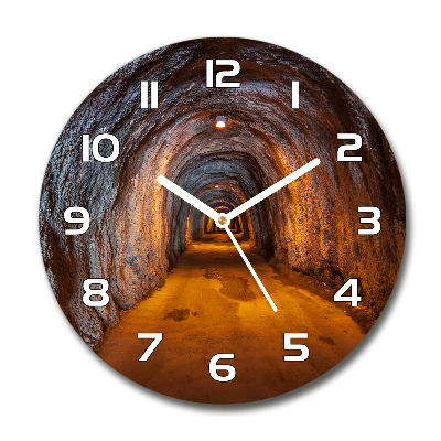 Ronde glazen wandklok Ondergrondse tunnel