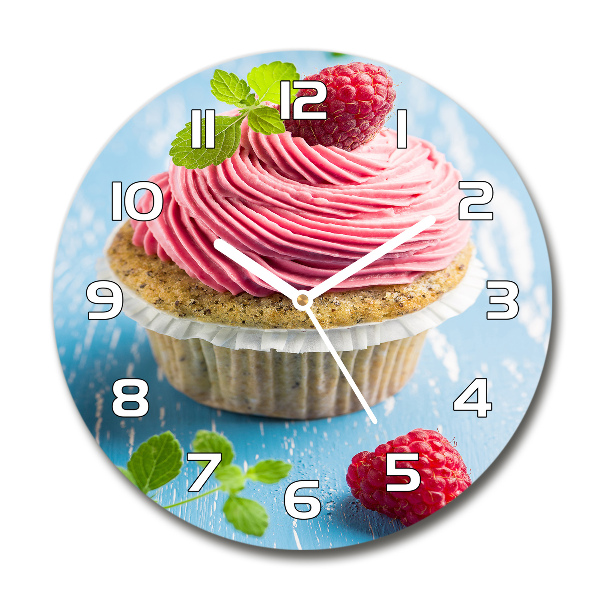 Ronde glas klok Frambozen cupcake