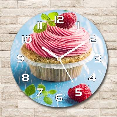 Ronde glas klok Frambozen cupcake