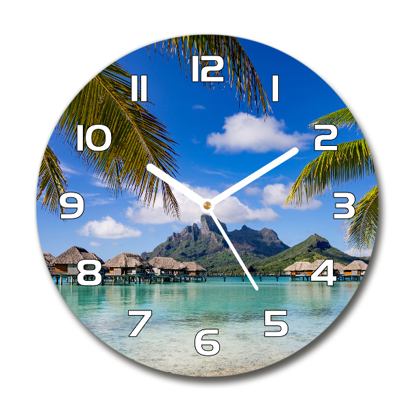 Ronde glas klok Palmbomen in Bora Bora