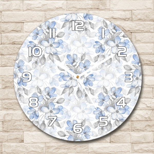 Ronde glazen klok Tere bloemen