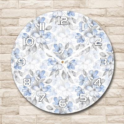 Ronde glazen klok Tere bloemen