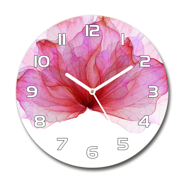 Ronde glazen klok Roze bloem