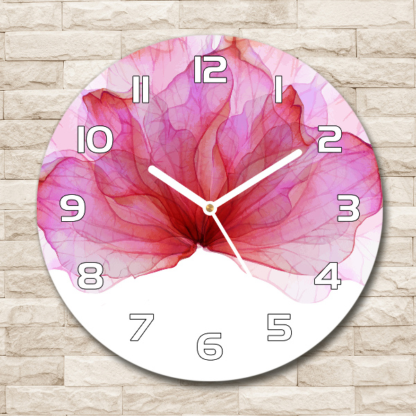 Ronde glazen klok Roze bloem