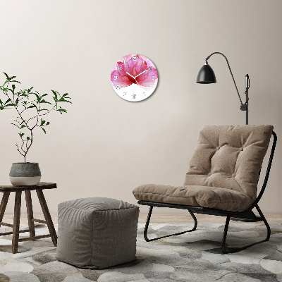 Ronde glazen klok Roze bloem