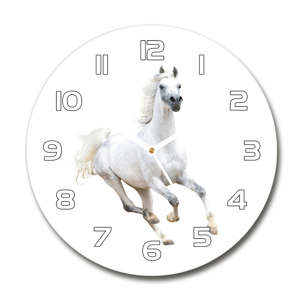 Ronde glazen klok Wit Arabisch paard