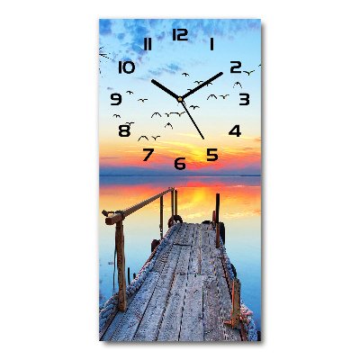 Zegar szklany ścienny Drewniane molo