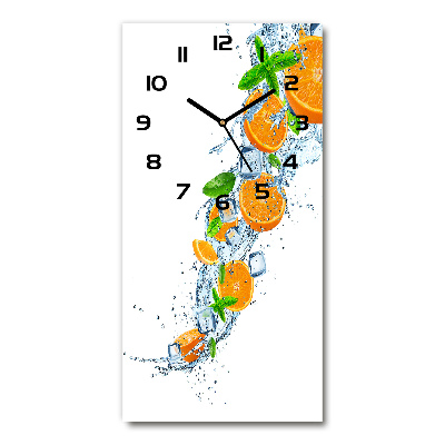Rechthoekige glazen wandklok sinaasappels