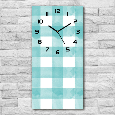 Zegar ścienny cichy Niebieska krata